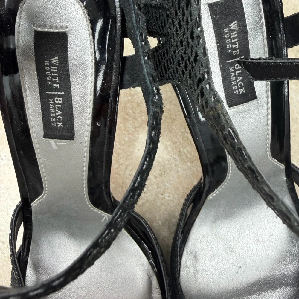 White House Black Market Black Strappy High Heels
